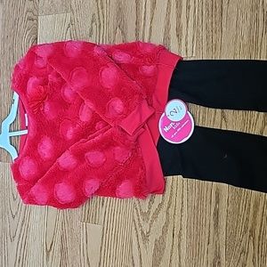 Girl's outfit. 2 piece new with tag. Red and black with nice bow on pants